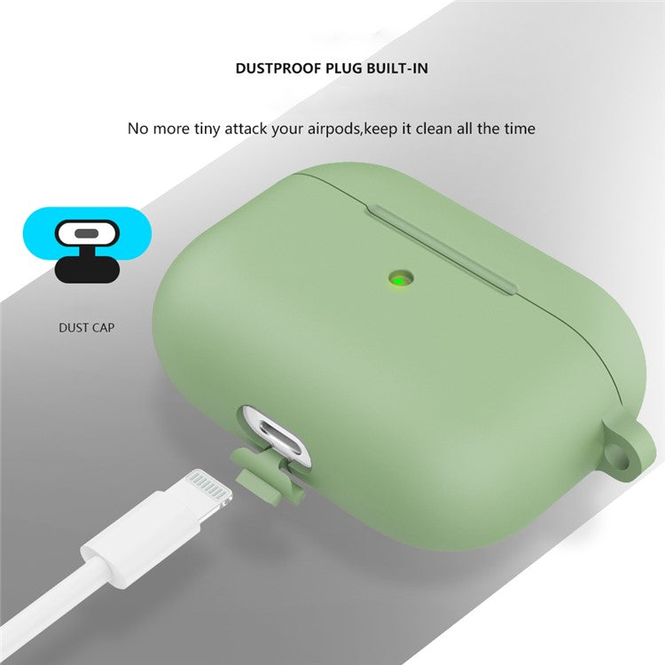 For Apple AirPods 3 Silicone Protective Earphone Case Cover with Carabiner  - Mint Green