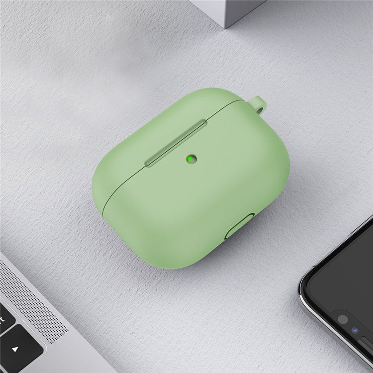 For Apple AirPods 3 Silicone Protective Earphone Case Cover with Carabiner  - Mint Green