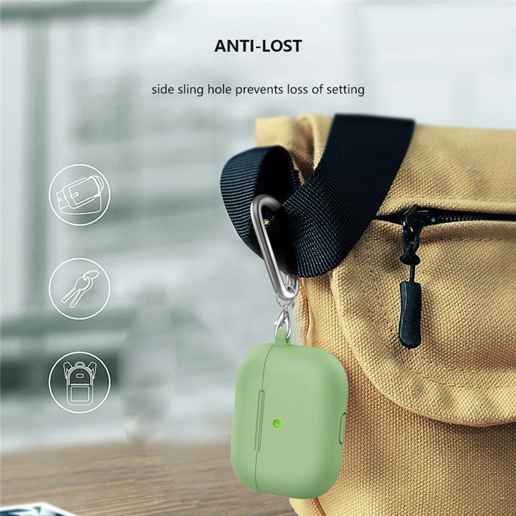 For Apple AirPods 3 Silicone Protective Earphone Case Cover with Carabiner  - Mint Green