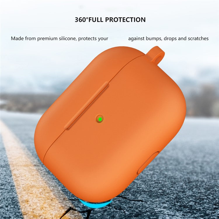 For Apple AirPods 3 Silicone Protective Earphone Case Cover with Carabiner  - Orange