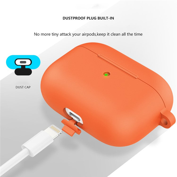 For Apple AirPods 3 Silicone Protective Earphone Case Cover with Carabiner  - Orange