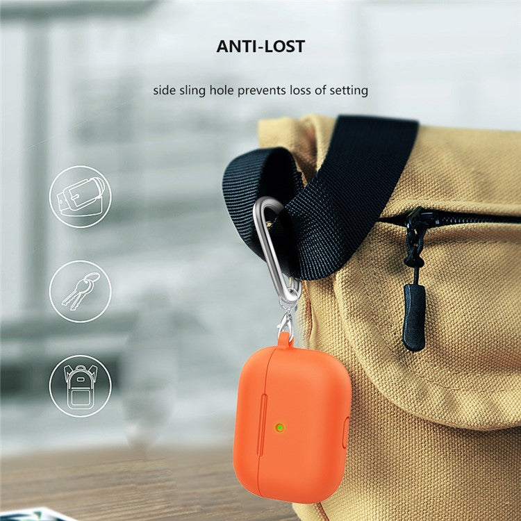 For Apple AirPods 3 Silicone Protective Earphone Case Cover with Carabiner  - Orange