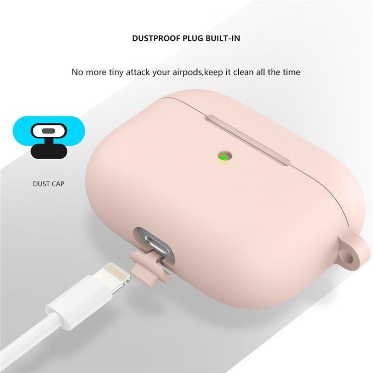 For Apple AirPods 3 Silicone Protective Earphone Case Cover with Carabiner  - Silt Pink