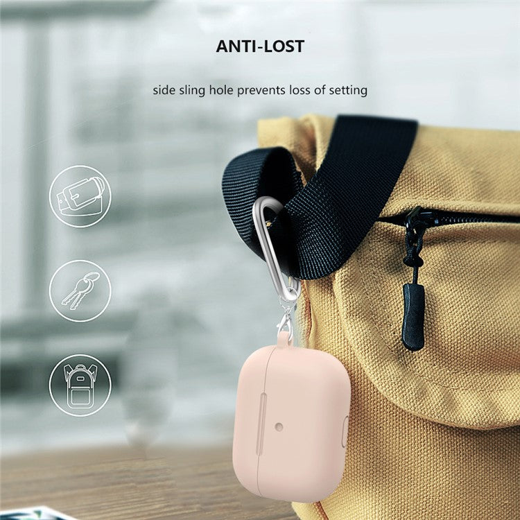 For Apple AirPods 3 Silicone Protective Earphone Case Cover with Carabiner  - Silt Pink