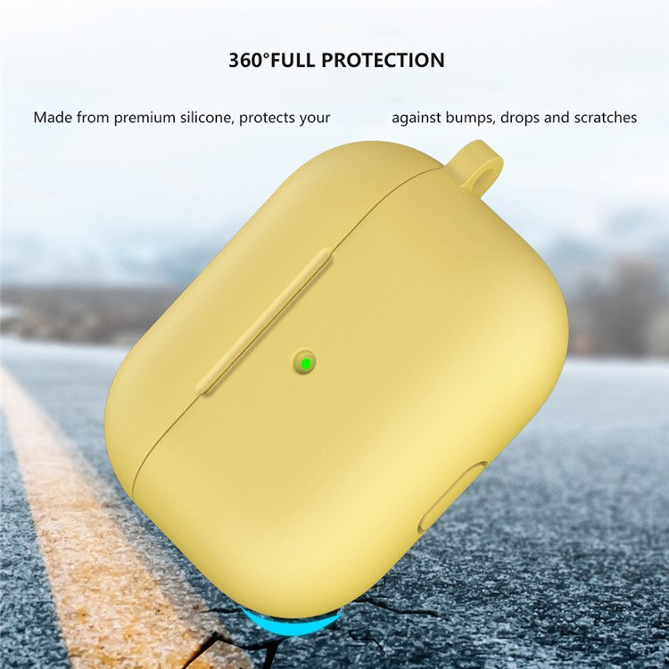 For Apple AirPods 3 Silicone Protective Earphone Case Cover with Carabiner  - Yellow