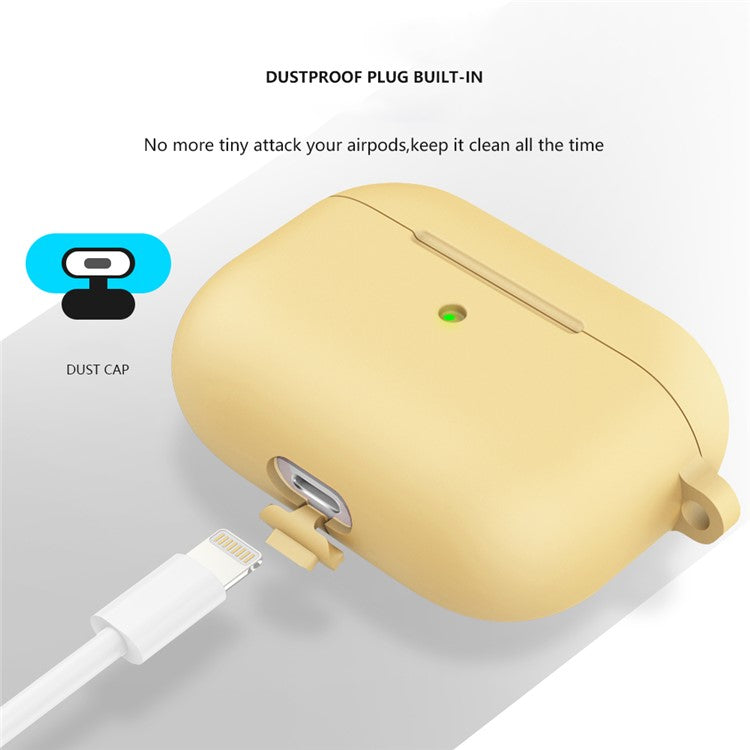 For Apple AirPods 3 Silicone Protective Earphone Case Cover with Carabiner  - Yellow