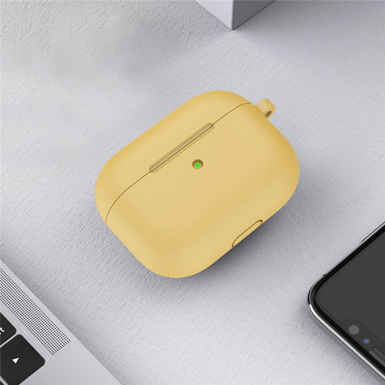 For Apple AirPods 3 Silicone Protective Earphone Case Cover with Carabiner  - Yellow