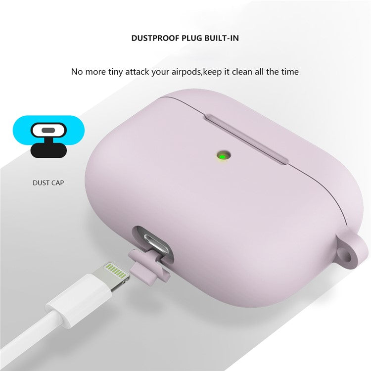 For Apple AirPods 3 Silicone Protective Earphone Case Cover with Carabiner  - Purple