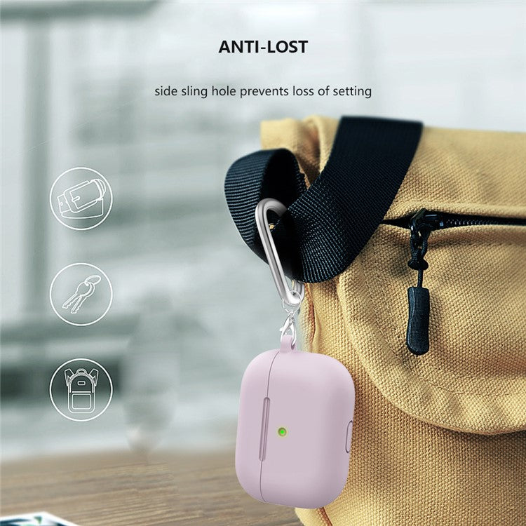 For Apple AirPods 3 Silicone Protective Earphone Case Cover with Carabiner  - Purple