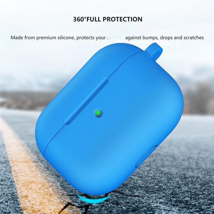 For Apple AirPods 3 Silicone Protective Earphone Case Cover with Carabiner  - Blue