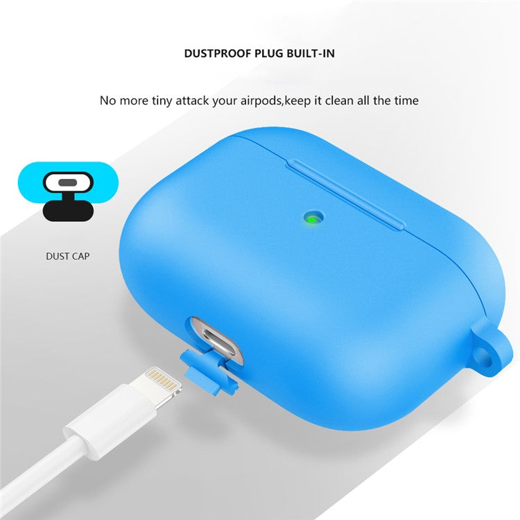 For Apple AirPods 3 Silicone Protective Earphone Case Cover with Carabiner  - Blue