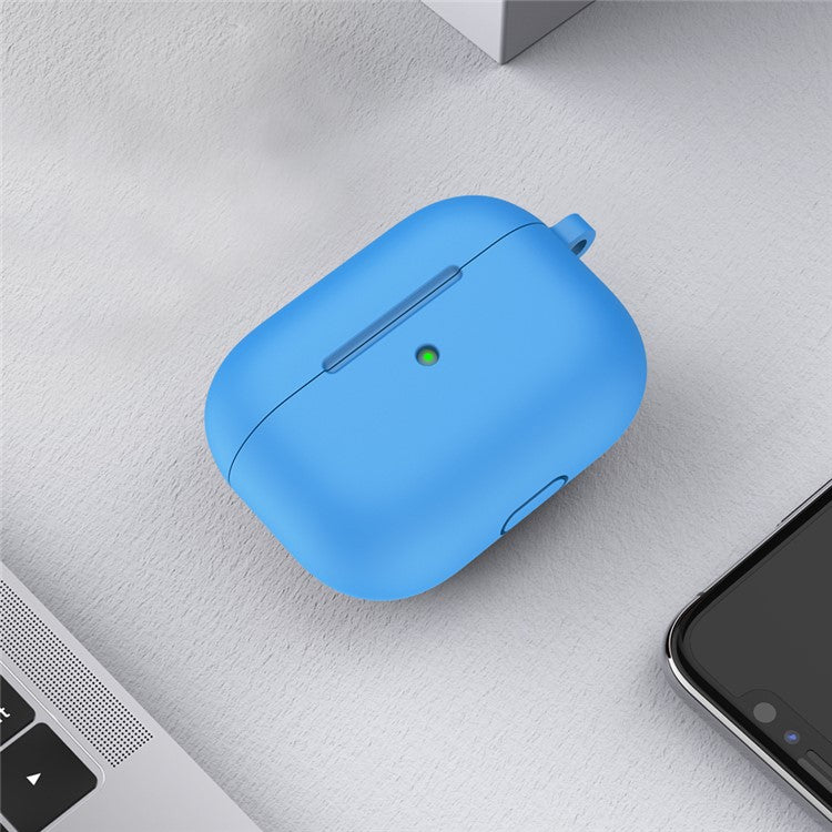 For Apple AirPods 3 Silicone Protective Earphone Case Cover with Carabiner  - Blue