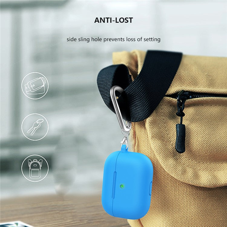 For Apple AirPods 3 Silicone Protective Earphone Case Cover with Carabiner  - Blue