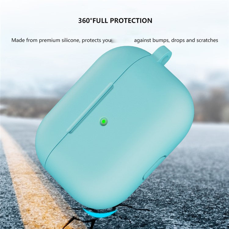 For Apple AirPods 3 Silicone Protective Earphone Case Cover with Carabiner  - Emerald Green