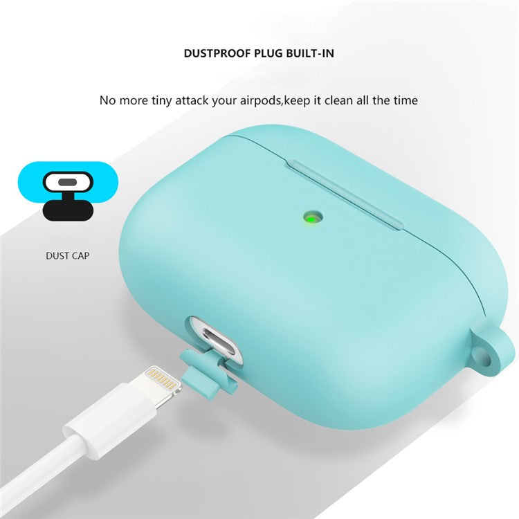 For Apple AirPods 3 Silicone Protective Earphone Case Cover with Carabiner  - Emerald Green