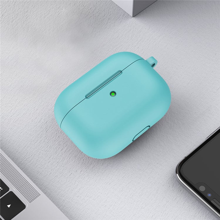 For Apple AirPods 3 Silicone Protective Earphone Case Cover with Carabiner  - Emerald Green