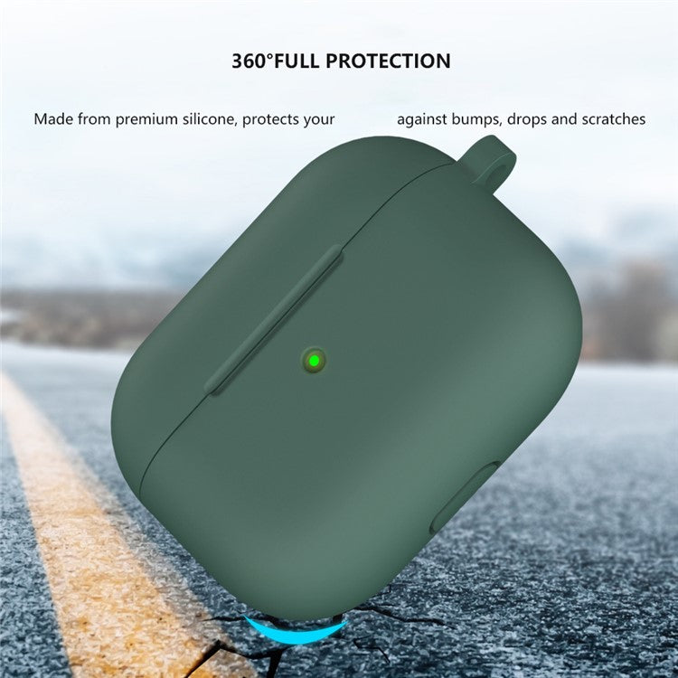 For Apple AirPods 3 Silicone Protective Earphone Case Cover with Carabiner  - Olive Green