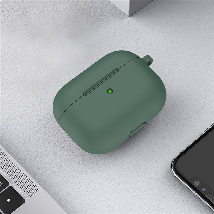 For Apple AirPods 3 Silicone Protective Earphone Case Cover with Carabiner  - Olive Green