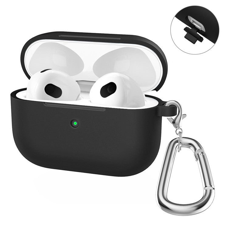 ENKAY HAT PRINCE Thick Silicone Shockproof Cover Wireless Bluetooth Earphone Protector with Carabiner for Apple AirPods Pro - Black