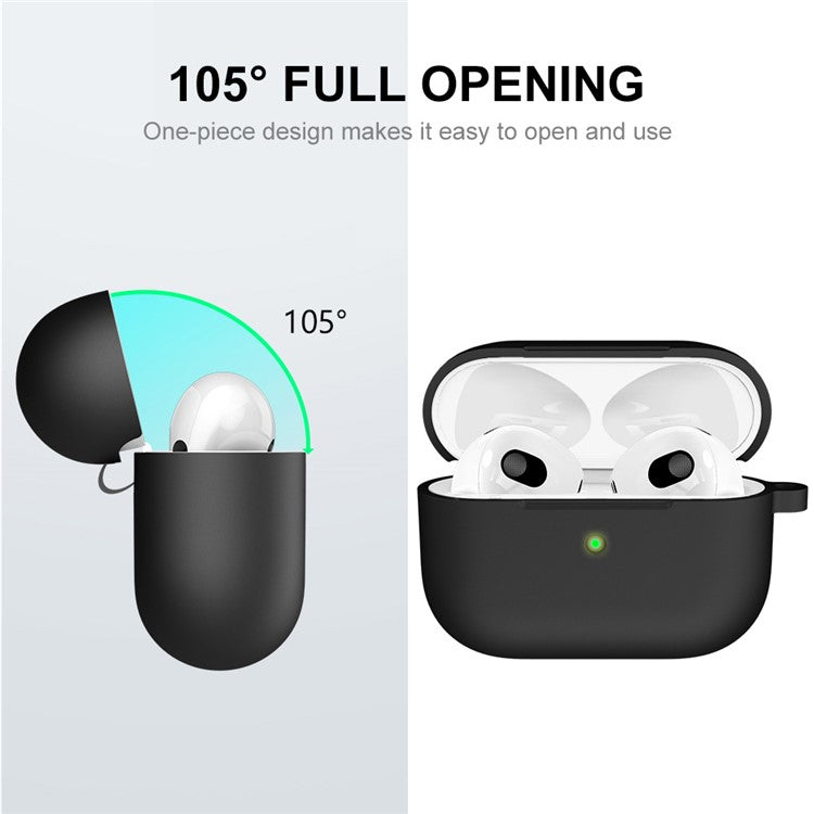 ENKAY HAT PRINCE Thick Silicone Shockproof Cover Wireless Bluetooth Earphone Protector with Carabiner for Apple AirPods Pro - Black