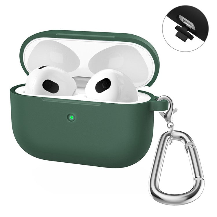 ENKAY HAT PRINCE Thick Silicone Shockproof Cover Wireless Bluetooth Earphone Protector with Carabiner for Apple AirPods Pro - Dark Green