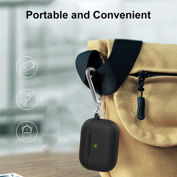 ENKAY HAT PRINCE Thick Silicone Shockproof Cover Wireless Bluetooth Earphone Protector with Carabiner for Apple AirPods Pro - Dark Green