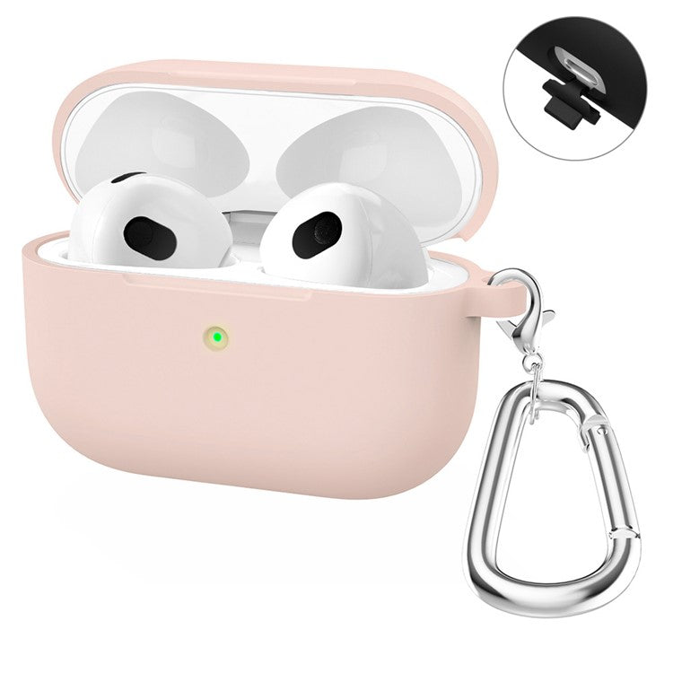 ENKAY HAT PRINCE Thick Silicone Shockproof Cover Wireless Bluetooth Earphone Protector with Carabiner for Apple AirPods Pro - Light Pink