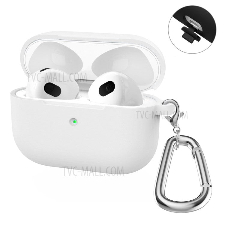 ENKAY HAT PRINCE Thick Silicone Shockproof Cover Wireless Bluetooth Earphone Protector with Carabiner for Apple AirPods Pro - White