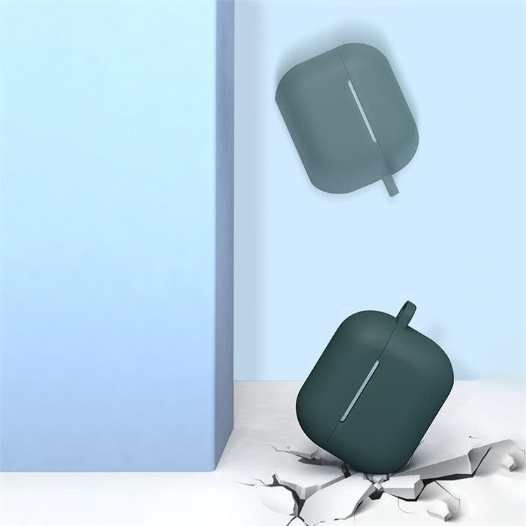 Bluetooth Earphone Protective Case Silicone Cover with Carabiner for Apple AirPods 3 - Green