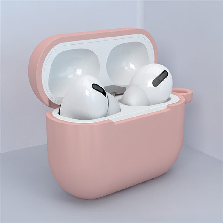 Bluetooth Earphone Protective Case Silicone Cover with Carabiner for Apple AirPods 3 - Pink