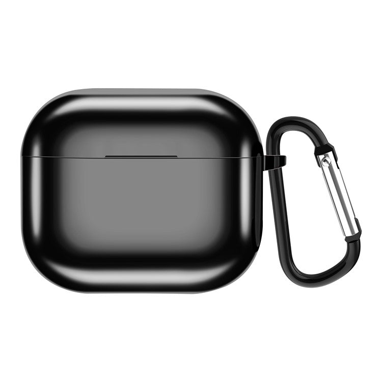 Plating TPU Soft Cover Shockproof Full Protective Case with Keychain for AirPods 3 - Black