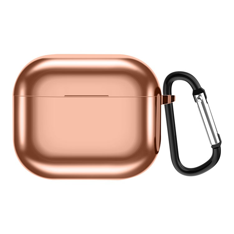 Plating TPU Soft Cover Shockproof Full Protective Case with Keychain for AirPods 3 - Rose Gold