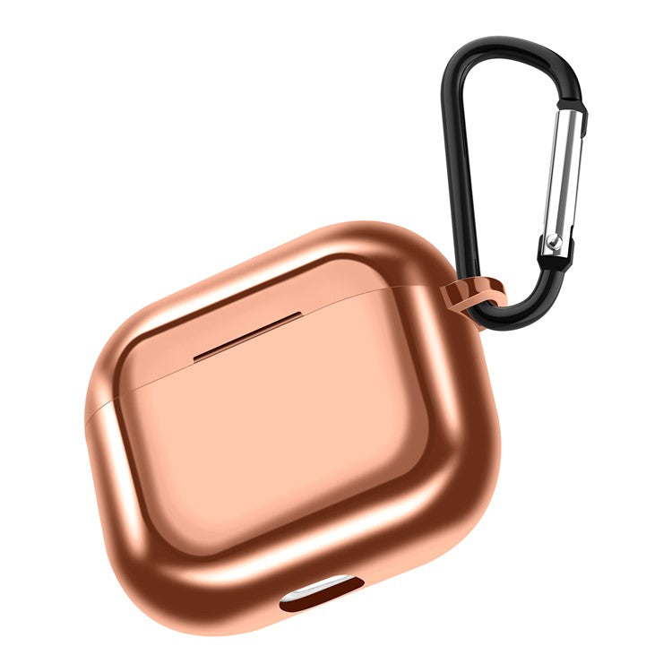 Plating TPU Soft Cover Shockproof Full Protective Case with Keychain for AirPods 3 - Rose Gold