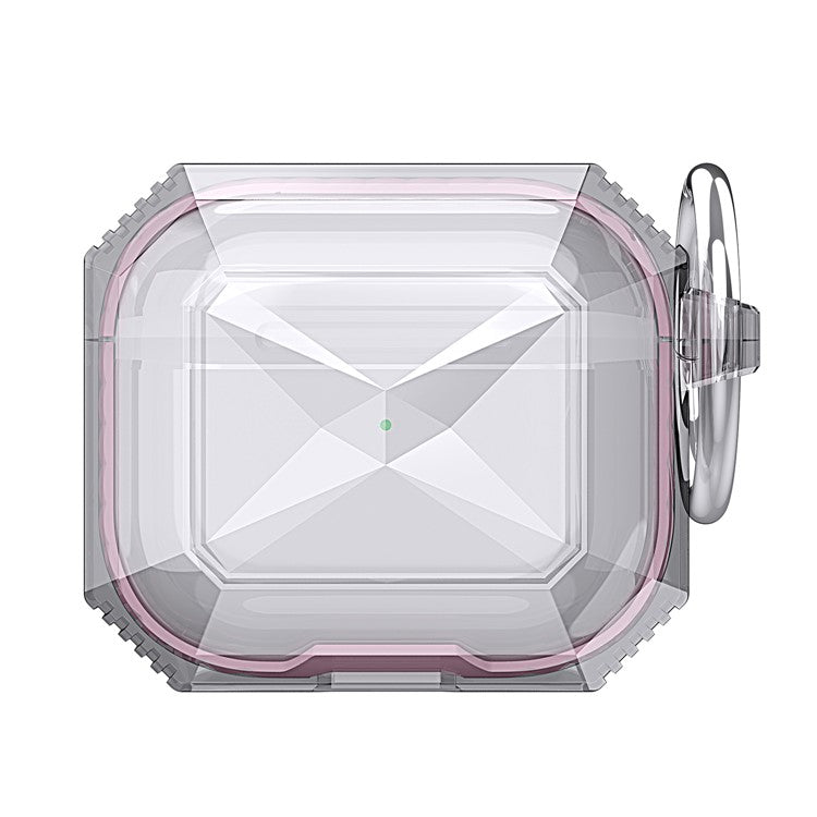 Full Protection Rhombus Style Shockproof Protective Case with Carabiner for Apple AirPods 3 - Pink