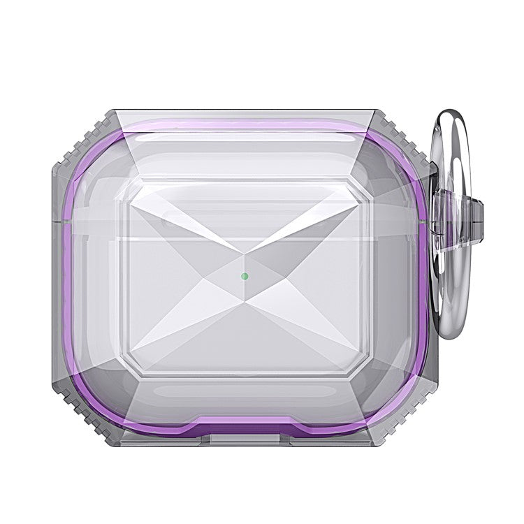 Full Protection Rhombus Style Shockproof Protective Case with Carabiner for Apple AirPods 3 - Purple