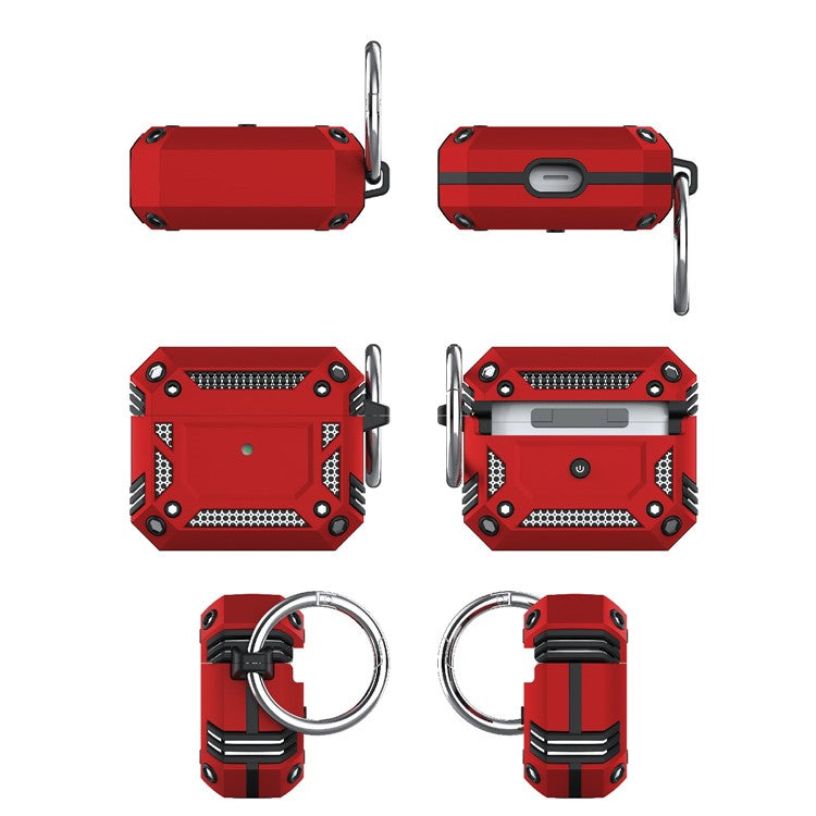 Hard PC and Soft TPU Cover Drop Tested Shockproof Airpod Case with Keychain for Apple AirPods 3 - Red