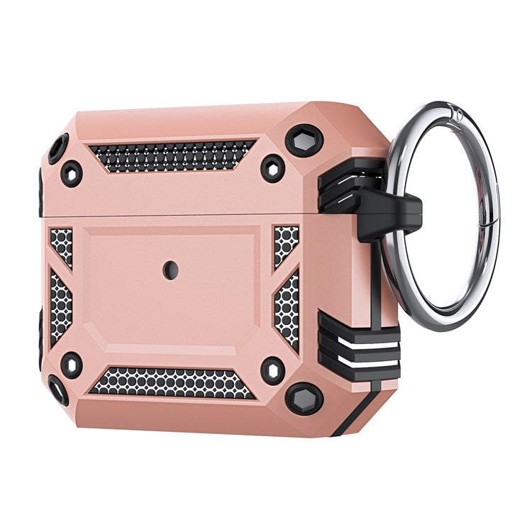 Hard PC and Soft TPU Cover Drop Tested Shockproof Airpod Case with Keychain for Apple AirPods 3 - Rose Gold