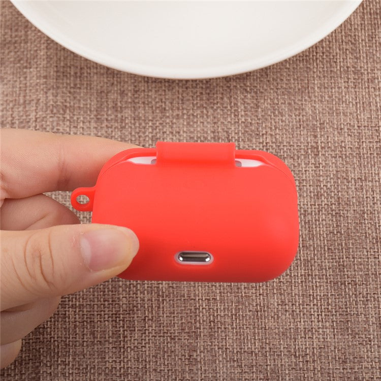 Scratch Resistant Full Protective Silicone Skin Earphone Case Cover with Carabiner for Apple AirPods 3 - Red