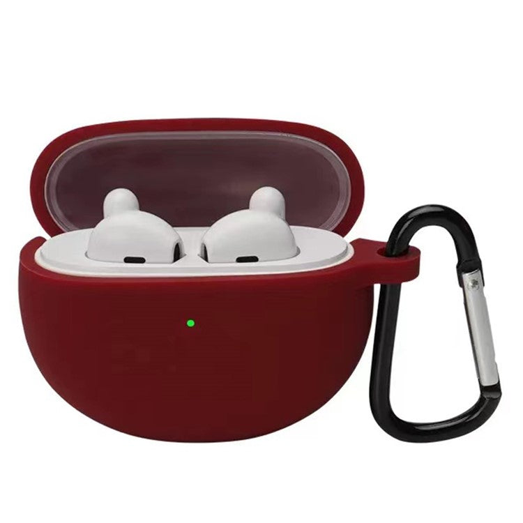 Shockproof Soft Silicone Wireless Earphones Skin Cover with Keychain Hook for Oppo Enco Air - Wine Red