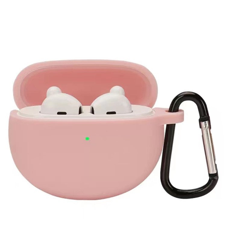 Shockproof Soft Silicone Wireless Earphones Skin Cover with Keychain Hook for Oppo Enco Air - Pink