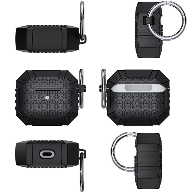 Full Protection TPU Earbud Protective Case for with Carabiner for Apple AirPods 3 - Black