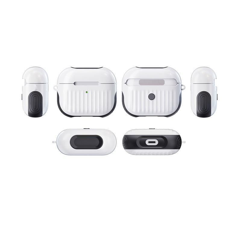 Suitcase Style Glossy Rubberized PC + TPU Earphone Charging Box Protective Cover Case for Apple AirPods 3 - White