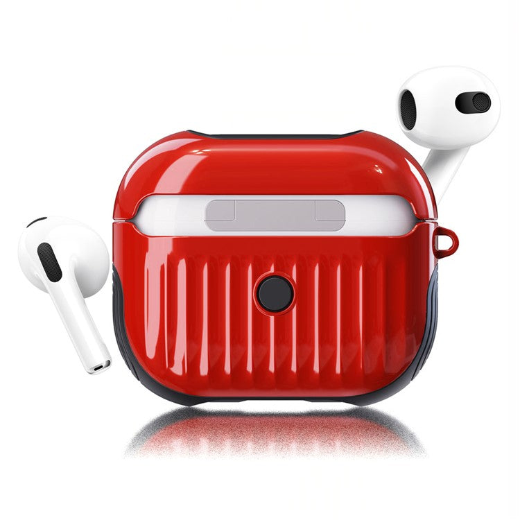 Suitcase Style Glossy Rubberized PC + TPU Earphone Charging Box Protective Cover Case for Apple AirPods 3 - Red