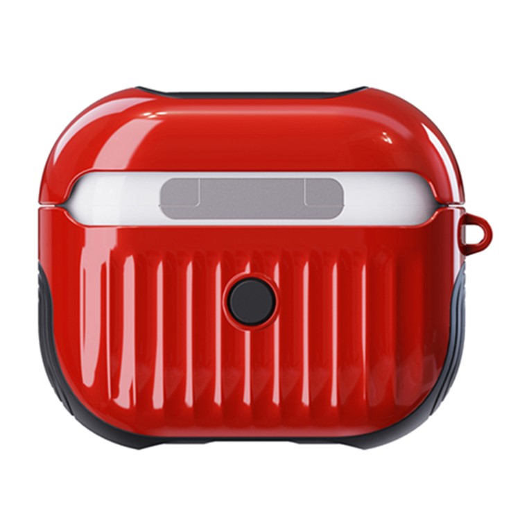 Suitcase Style Glossy Rubberized PC + TPU Earphone Charging Box Protective Cover Case for Apple AirPods 3 - Red