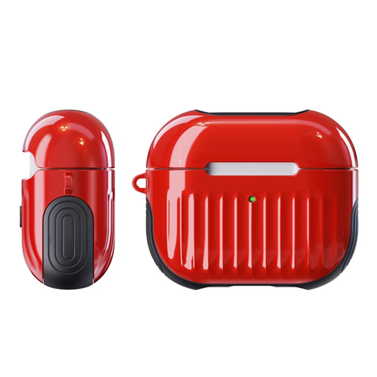 Suitcase Style Glossy Rubberized PC + TPU Earphone Charging Box Protective Cover Case for Apple AirPods 3 - Red