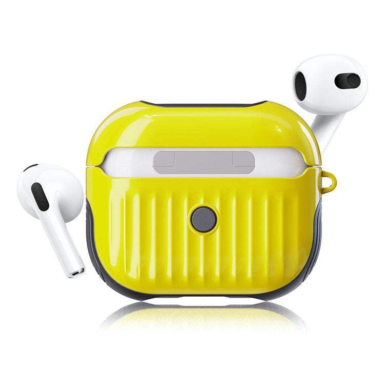 Suitcase Style Glossy Rubberized PC + TPU Earphone Charging Box Protective Cover Case for Apple AirPods 3 - Yellow