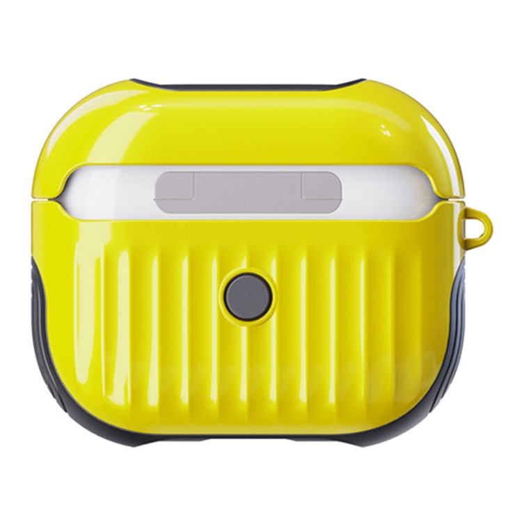 Suitcase Style Glossy Rubberized PC + TPU Earphone Charging Box Protective Cover Case for Apple AirPods 3 - Yellow