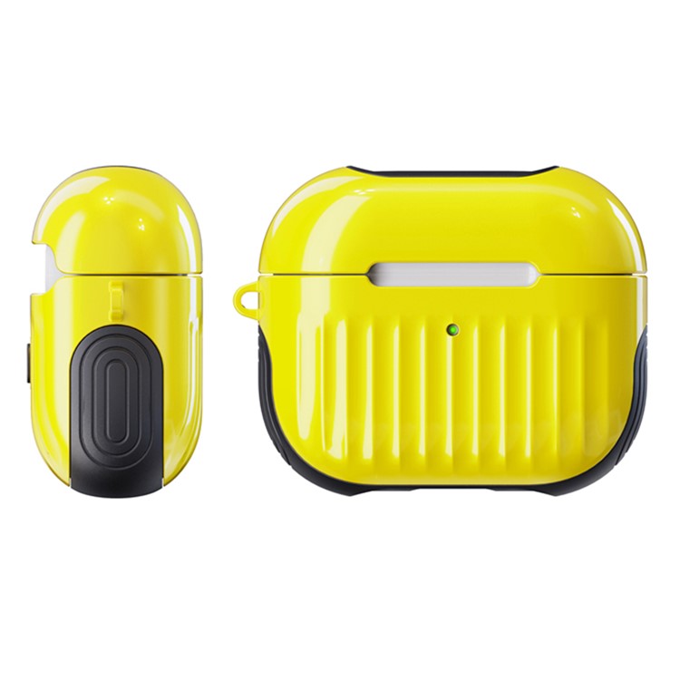 Suitcase Style Glossy Rubberized PC + TPU Earphone Charging Box Protective Cover Case for Apple AirPods 3 - Yellow