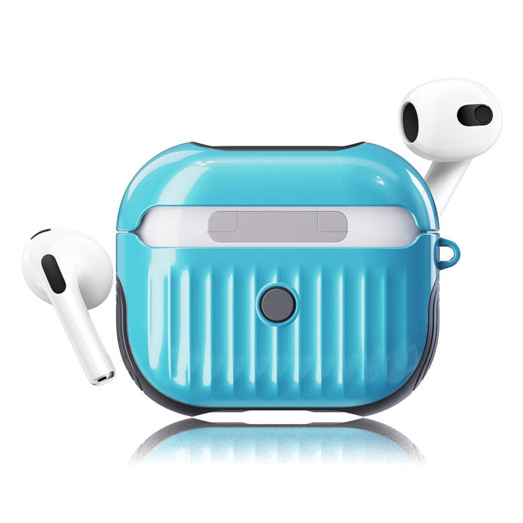 Suitcase Style Glossy Rubberized PC + TPU Earphone Charging Box Protective Cover Case for Apple AirPods 3 - Baby Blue