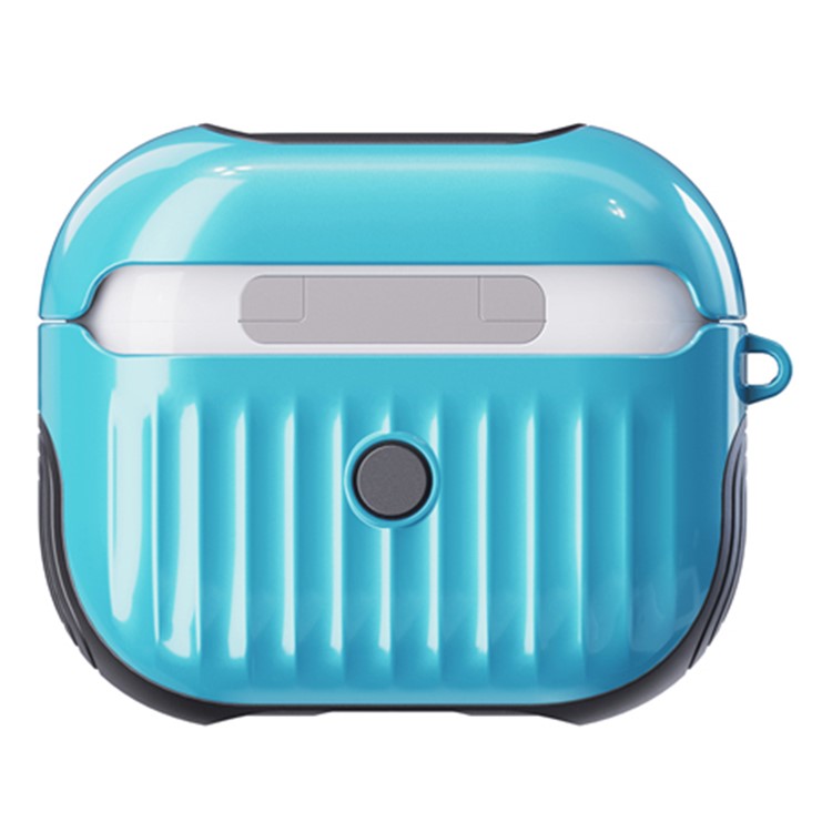 Suitcase Style Glossy Rubberized PC + TPU Earphone Charging Box Protective Cover Case for Apple AirPods 3 - Baby Blue